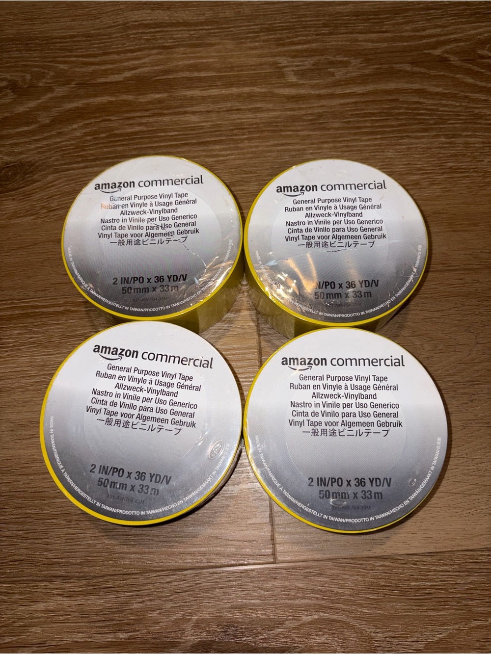 4 Amazon Commercial General Purpose Vinyl Tape 0.13mm x 2" x 33M Yellow New